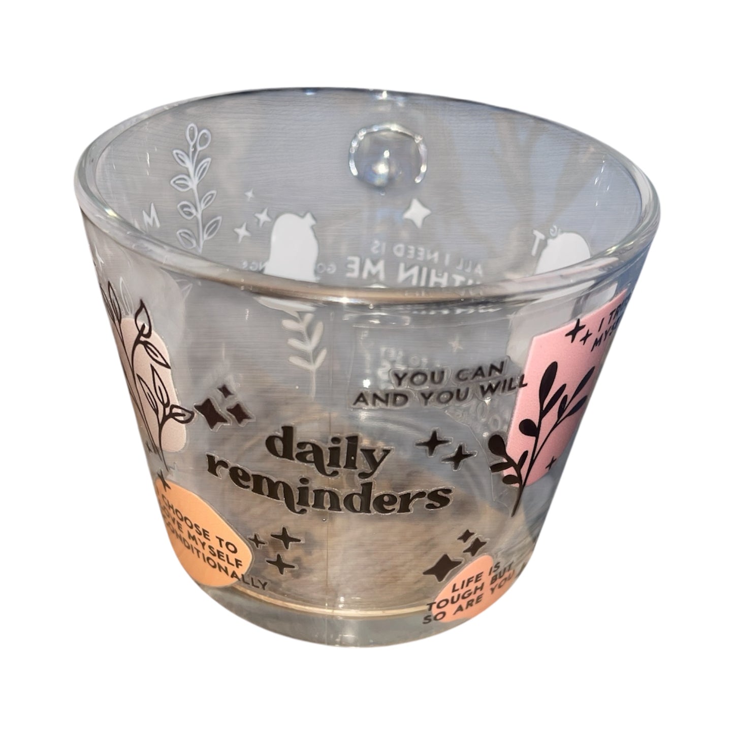 Daily reminder glass cup