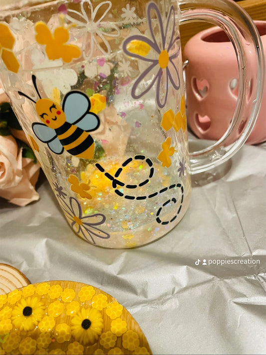 Bee tumbler glass can