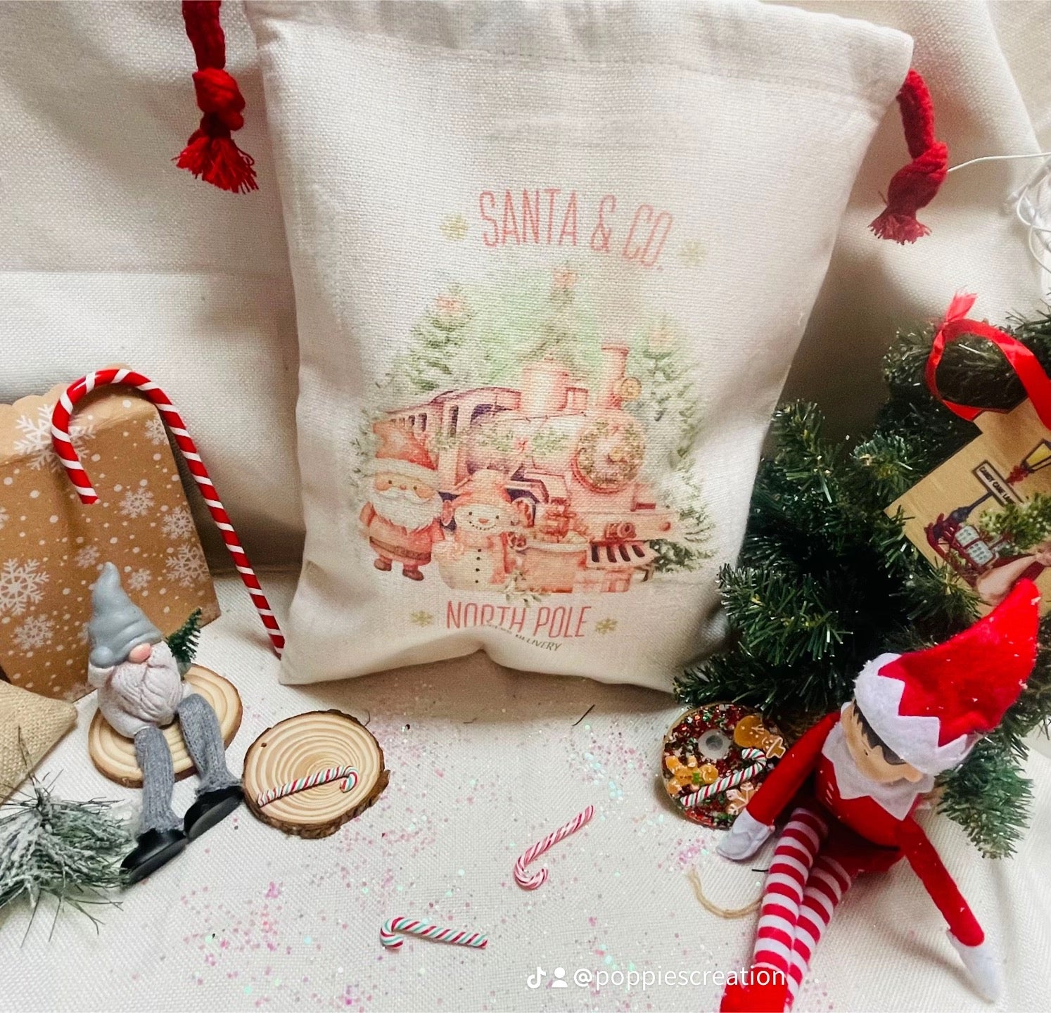 North Pole stocking bag