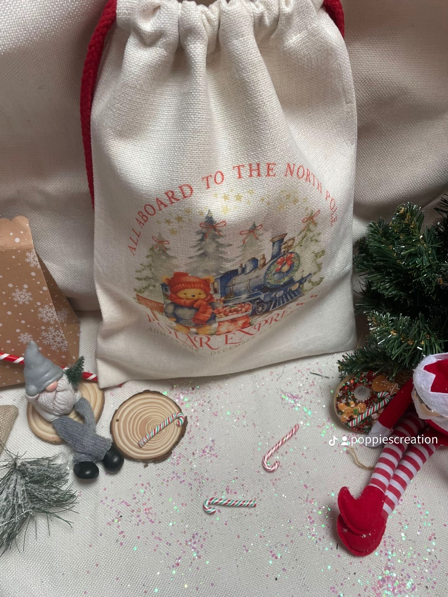 North Pole stocking bag