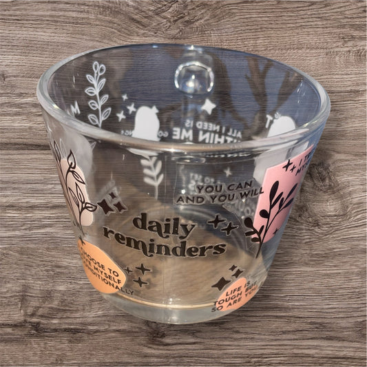 Daily reminder glass cup